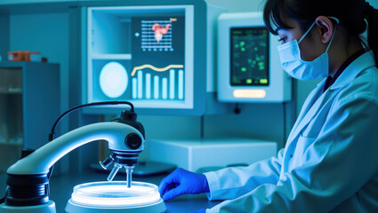 Researcher Analyzing Data in Modern Lab Environment