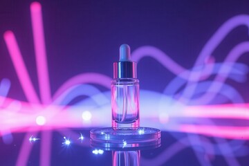 Skincare Serum with Vibrant Light Effects