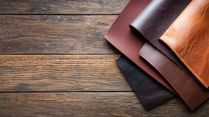 A collection of leather materials in various shades and textures.