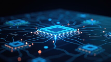 Futuristic Microchip and Network Technology Background