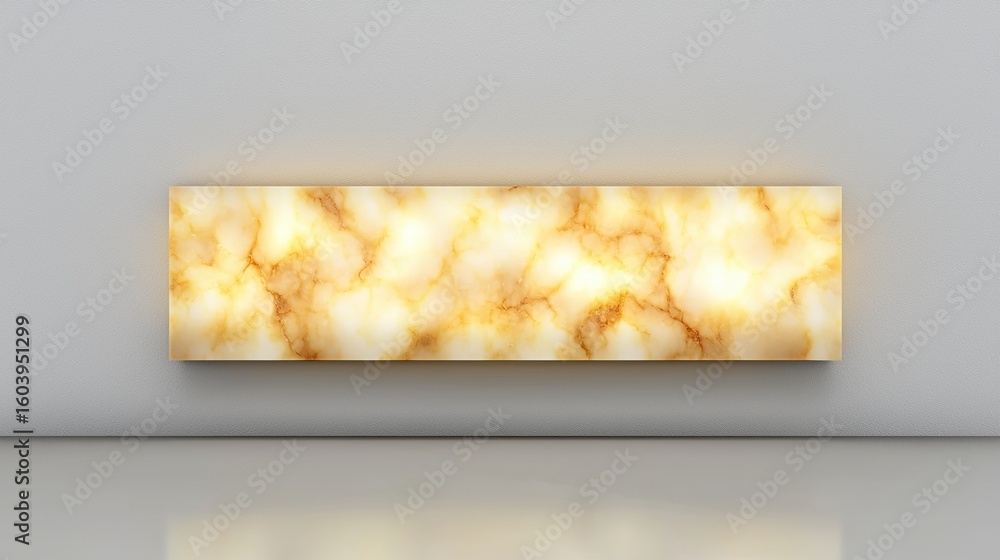 Poster a rectangular light panel with a marbled pattern of yellow and orange hues.
