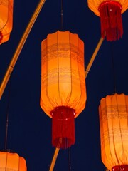 Close-up of Orange Chinese Lantern with Red Tassel