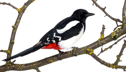 Black and white bird on branch