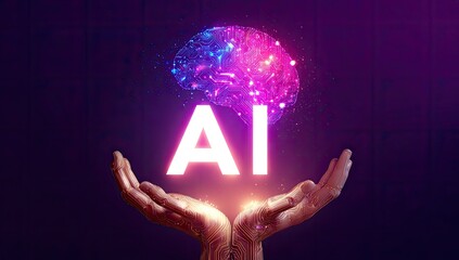 AI held in hands, futuristic design