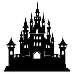 Obraz premium Castle clean black silhouette design white background