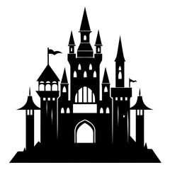Obraz premium Castle clean black silhouette design white background