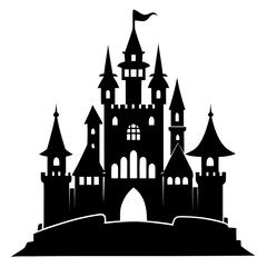Obraz premium Castle clean black silhouette design white background