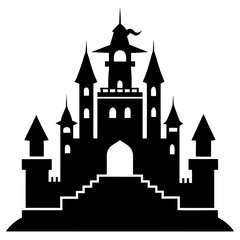 Fototapeta premium Castle clean black silhouette design white background