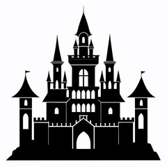 Obraz premium Castle clean black silhouette design white background