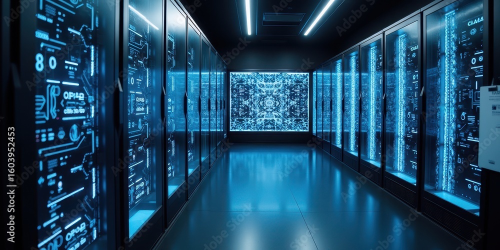 Aufkleber advanced computing technology with glowing panels