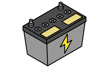 Fototapeta premium Car battery simple isometric line icon with terminals and handles