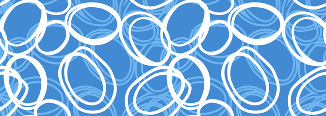 Dynamic abstract vector pattern featuring overlapping hand drawn circle shapes  on an blue background. Bold, modern, and artistic design, ideal for textiles, wallpapers, and packaging.