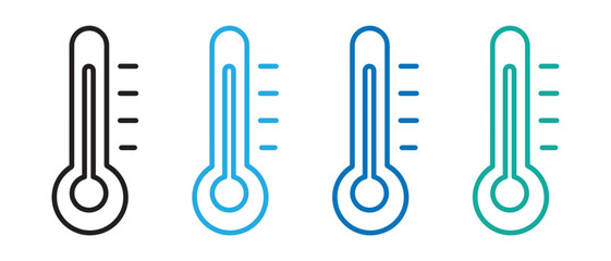Obraz premium Multicolor Thermometer Icon Set. Visual Representation of Temperature Measurement in Modern UI Design.