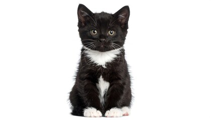 Black and white kitten sitting