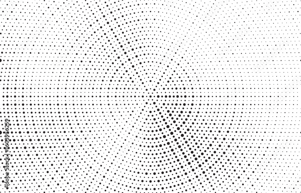 Poster radial halftone gradient background. dotted concentric texture with fading effect. black and white c