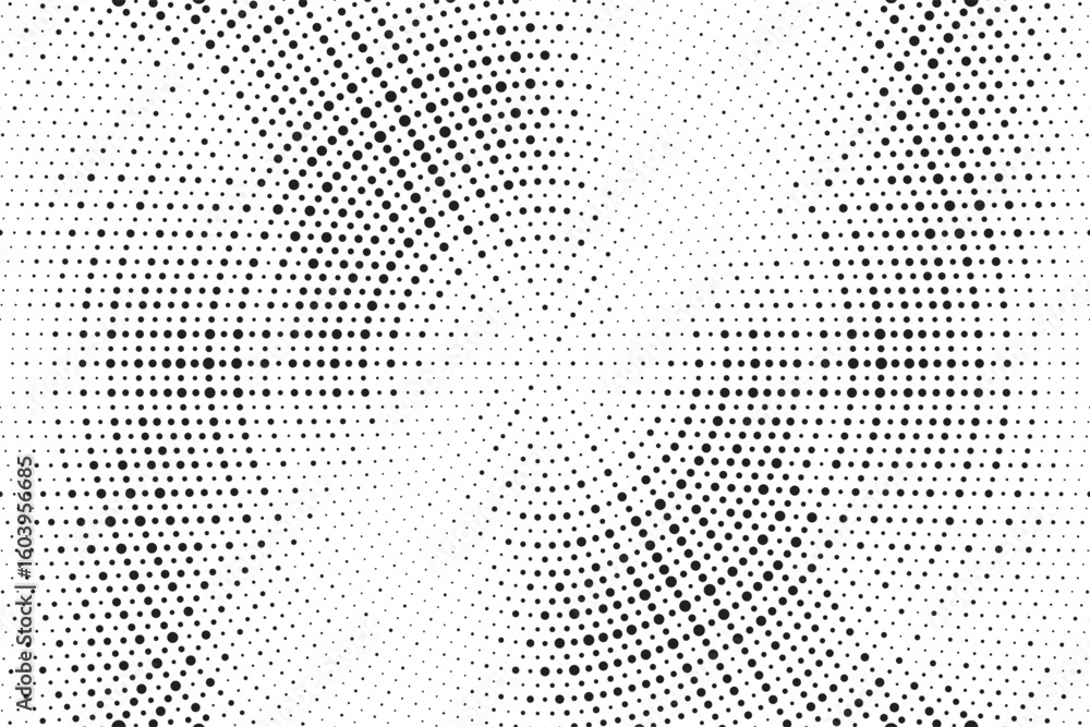 Poster radial halftone gradient background. dotted concentric texture with fading effect. black and white c