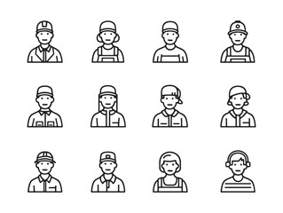 Volunteer Worker Clean Line Art