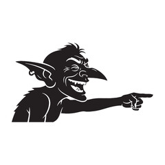 A creature of trouble and twilight – Goblin silhouette designed in sneaky Goblin vector – Goblin illustration – Halloween silhouette

