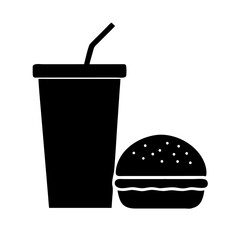 drink and hamburger, fast food icon vector