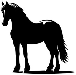 Black Horse Silhouette. For logotype or calendar. New 2026 year symbol. Vector illustration, JPEG version.