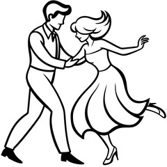 Dancing Couple Silhouette  vector