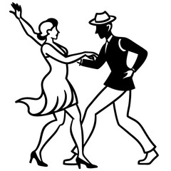 Dancing Couple Silhouette  vector