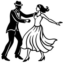 Dancing Couple Silhouette  vector