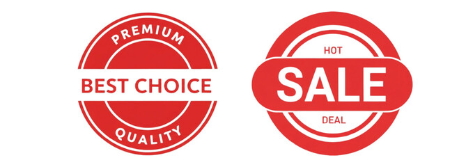 Two Red Promotional Seals, Best Choice Premium Quality and Hot Sale Deal