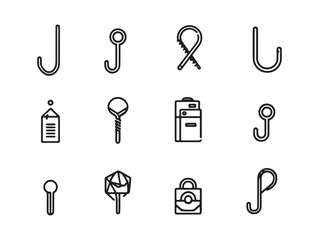 wall hooks simple 2d line art collection