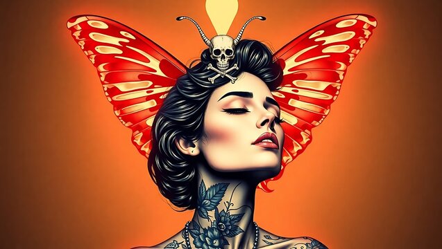 woman with butterfly - Powered by Adobe