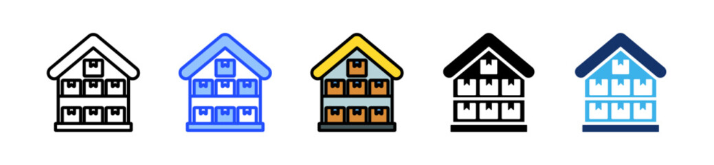 Warehouse Icon Collection With Multiple Styles