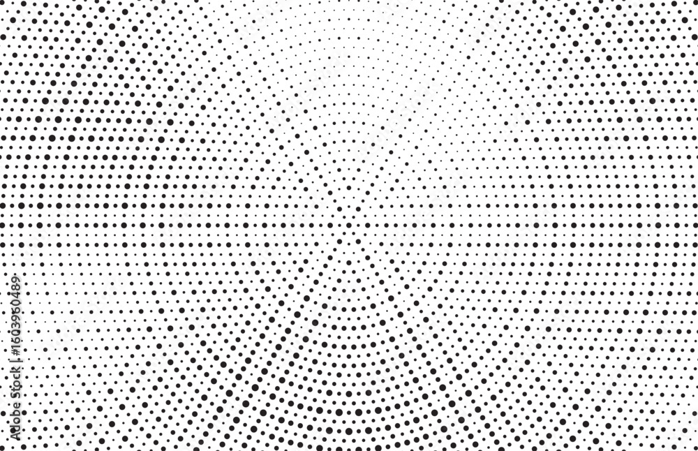 Aufkleber radial halftone gradient background. dotted concentric texture with fading effect. black and white c