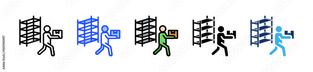 Poster order fulfillment icon collection with multiple styles