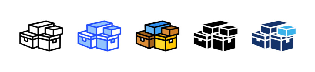 Supply Boxes Icon Collection With Multiple Styles