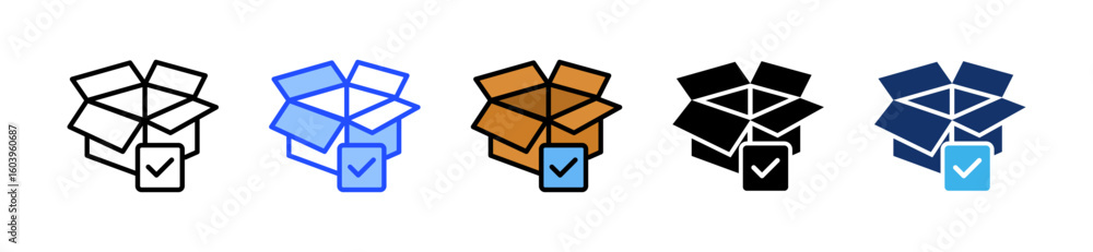 Poster parcel icon collection with multiple styles