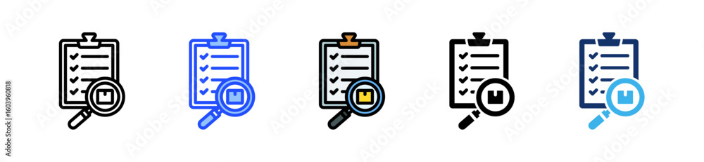 Poster inspection icon collection with multiple styles