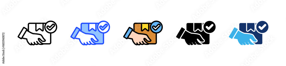 Poster package delivery icon collection with multiple styles
