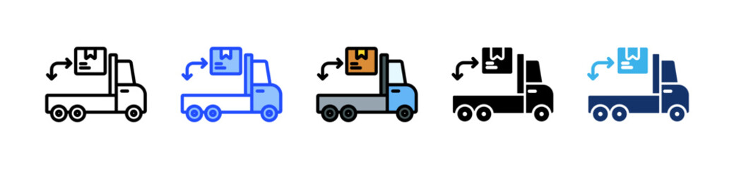 Truck Loading Icon Collection With Multiple Styles