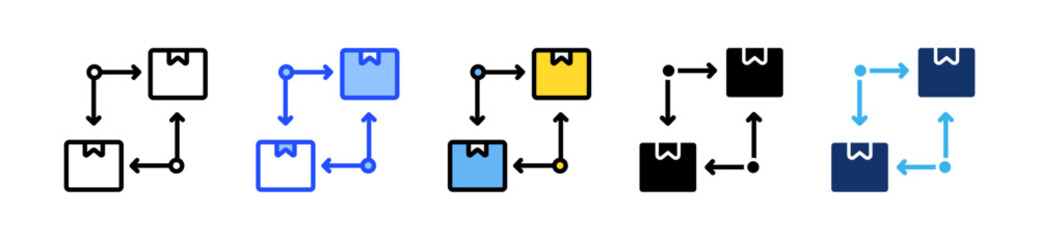 Supply Flow Icon Collection With Multiple Styles