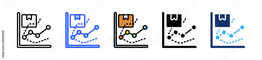 Aufkleber supply forecasting icon collection with multiple styles
