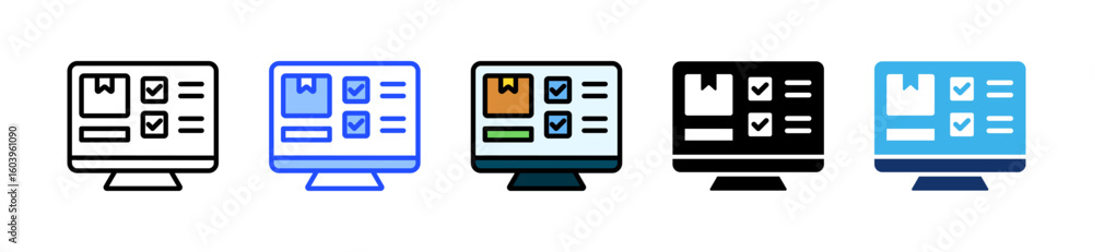 Poster inventory control icon collection with multiple styles