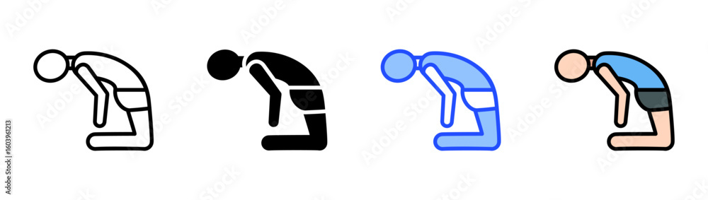 Poster back stretch icon collection with multiple styles