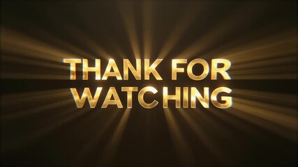 Gold "Thank You For Watching" Text Animation with Glitch Effect - 4K Loop