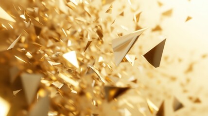 Golden confetti cascading, blurred background highlighting sparkling festive celebration moment