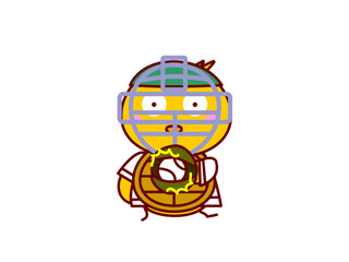 Naklejka premium ひよこのキャッチャー