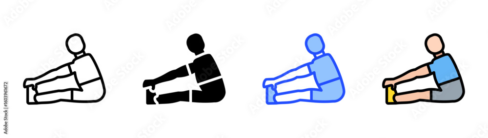 Poster seated stretch icon collection with multiple styles