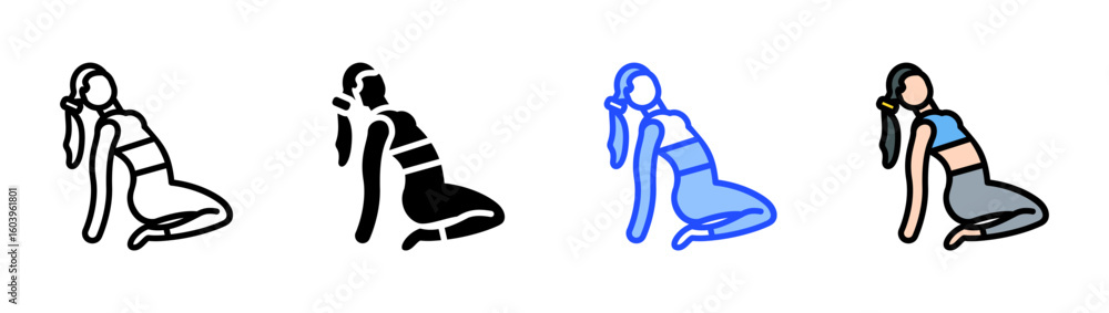 Poster chest stretch icon collection with multiple styles