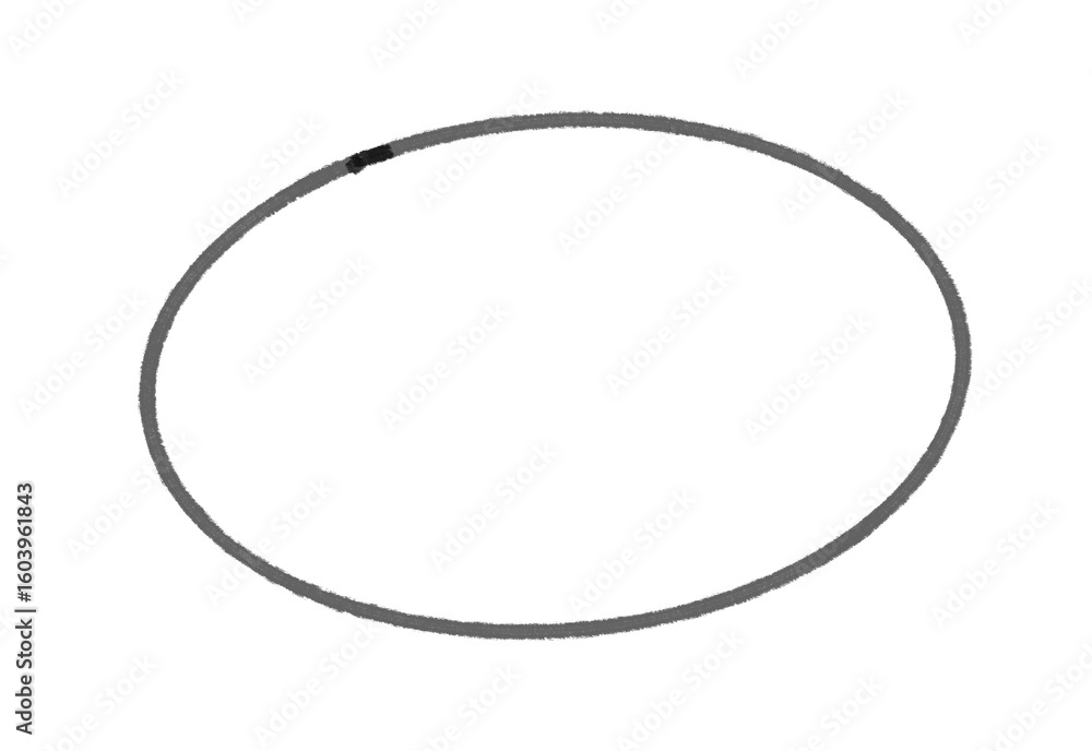 Aufkleber simple elliptical shape drawing in gray, slightly flawed stroke, great for design elements on transp