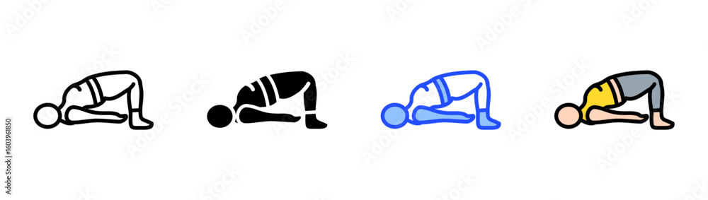 Poster bridge pose icon collection with multiple styles