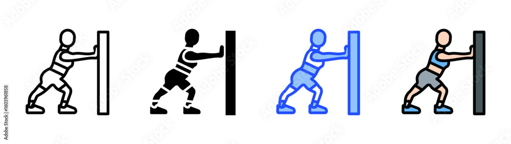 Poster calf stretch icon collection with multiple styles